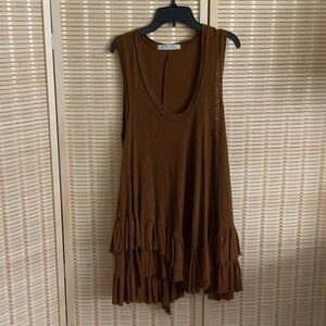 We The Free Brown Ruffle Hem Dress Size Extra Small